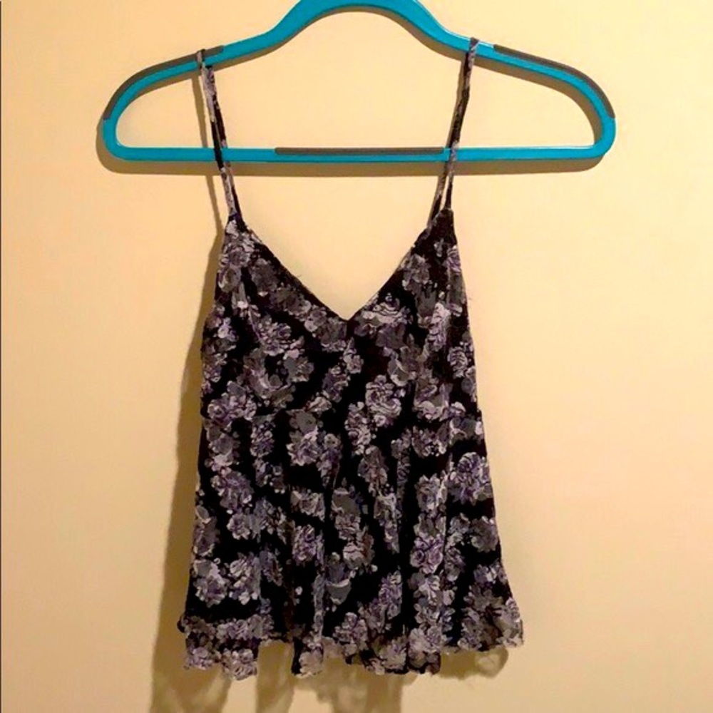 Black, white and grey floral spaghetti strap